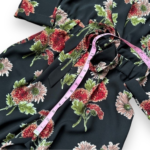 Zara Dark Floral Cross Front Long Sleeve Jumpsuit | Size Extra Small - Picture 12 of 16